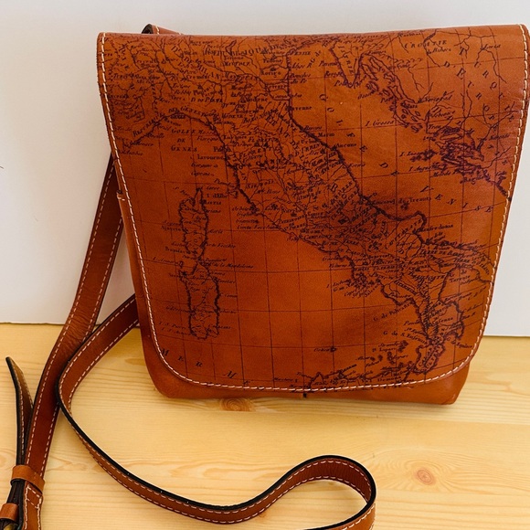 Patricia Nash Brown Crossbody Bag with Map Design - Picture 2 of 13